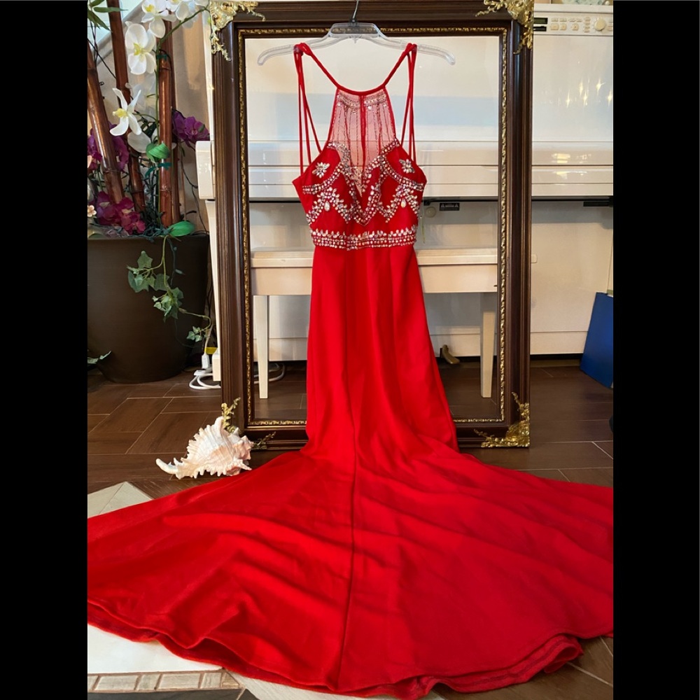 Red long sequin dress new w/tags